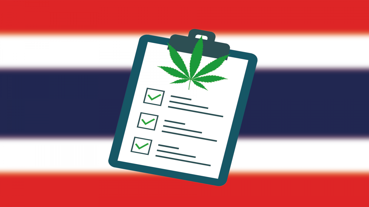 タイ国旗と医療カルテと大麻のイラスト
