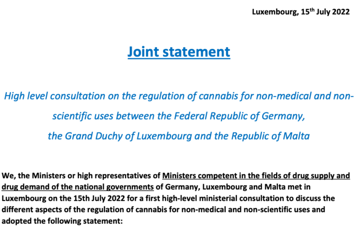 ドイツ、マルタ、ルクセンブルクが大麻の法改正について共同声明を発表